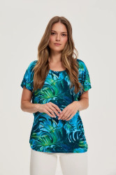 Marisse Blue Floral Pattern Blouse