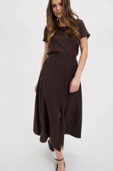 Marisse Brown Skirt With A Slit