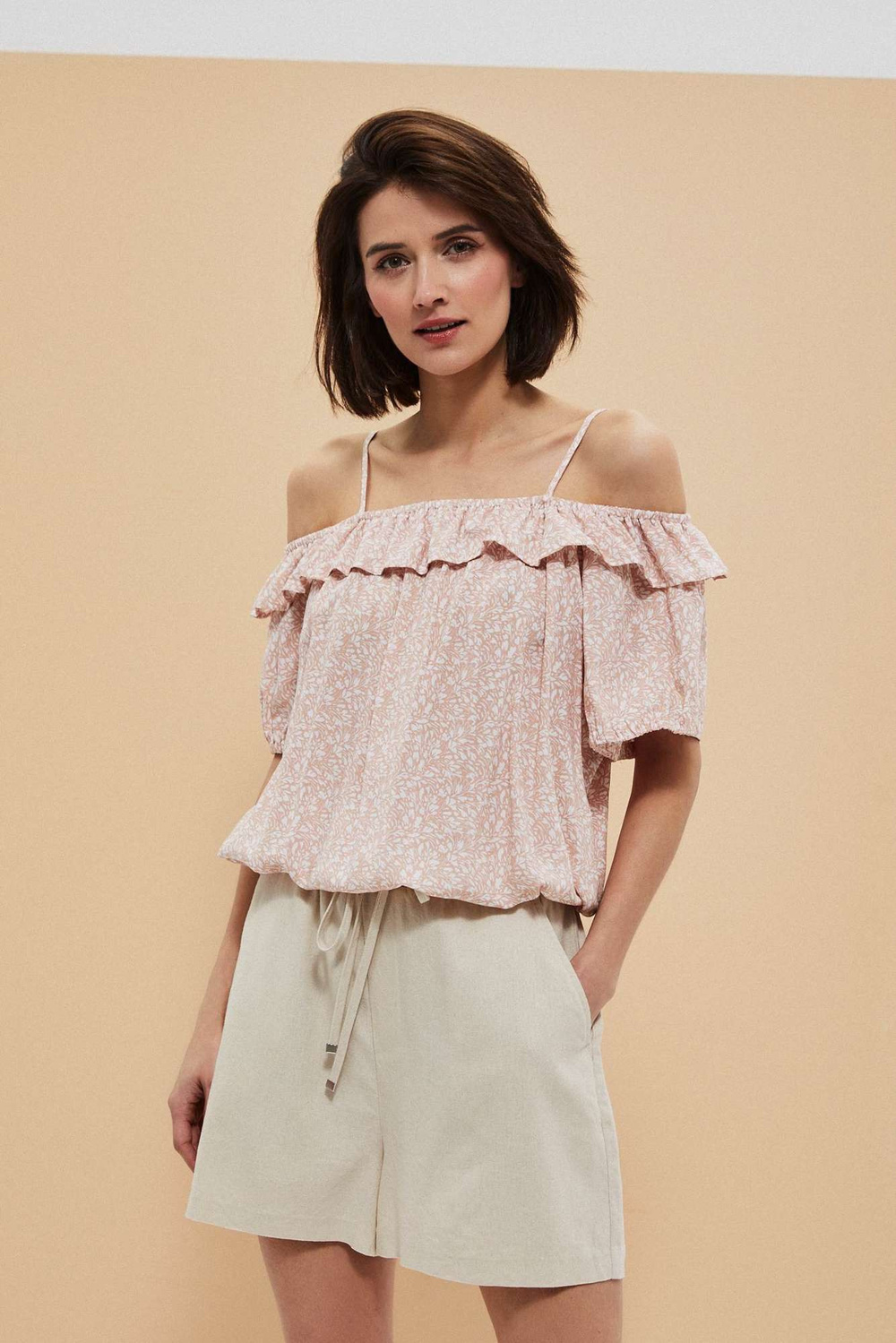 Marisse Cold Arms Shirt With Ruffles L-Ko-3750 L.Terra Cotta