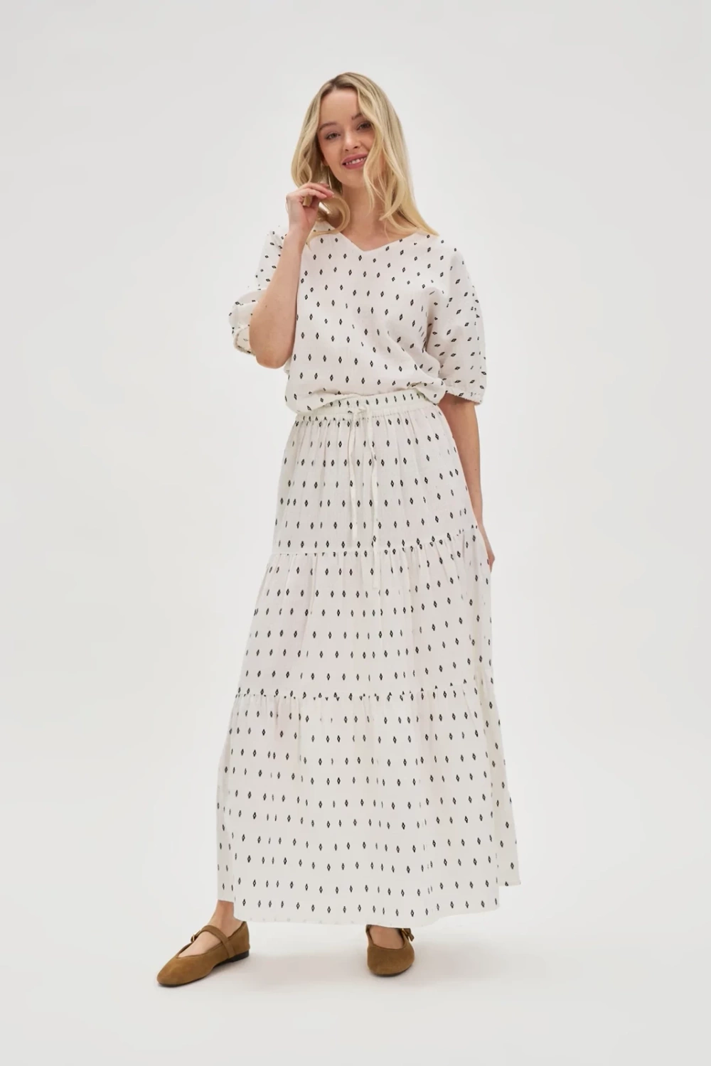 Marisse Cotton Maxi Skirt White