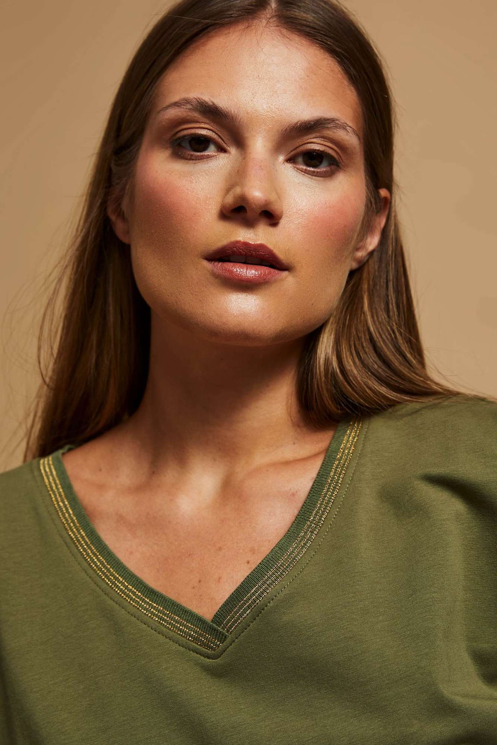 Marisse Olive V-Neck Sweatshirt
