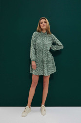 Marisse Patterned Dress With Ruffles L-Su-3723 Forest