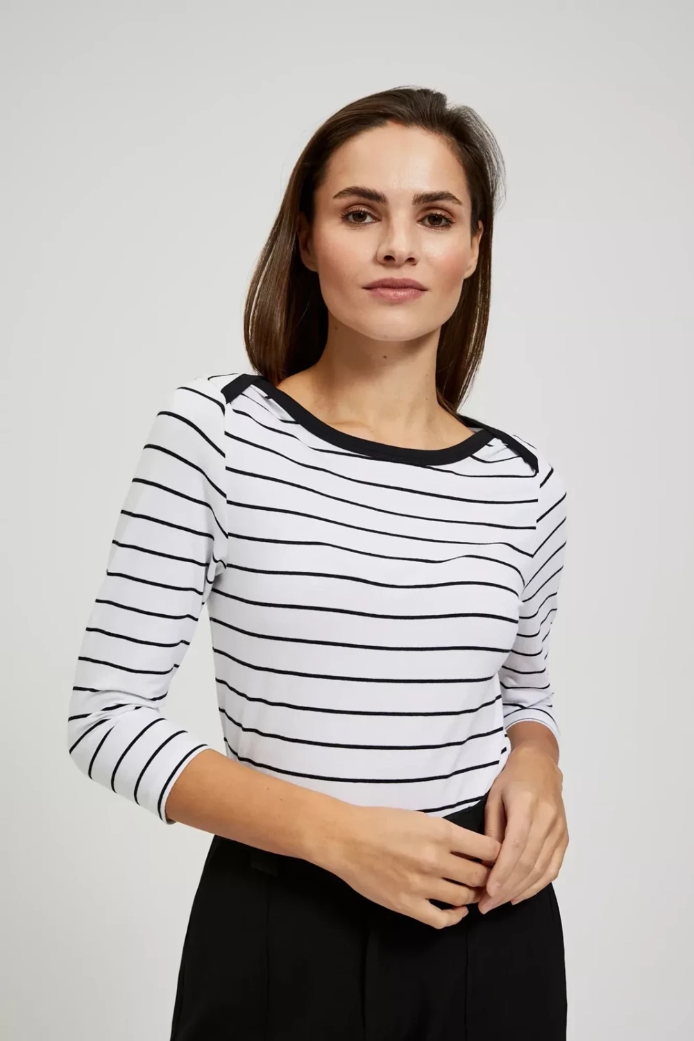 Marisse White Striped Blouse
