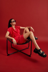 Marisse Women's Shirt L-Ko-4345 Red