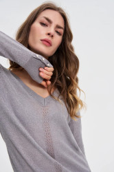 Marisse WOMEN'S SWEATER Z-SW-4807 L.GREY MEL