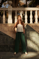 Marisse Women's Trousers L-Sp-4013 Palm Leaf