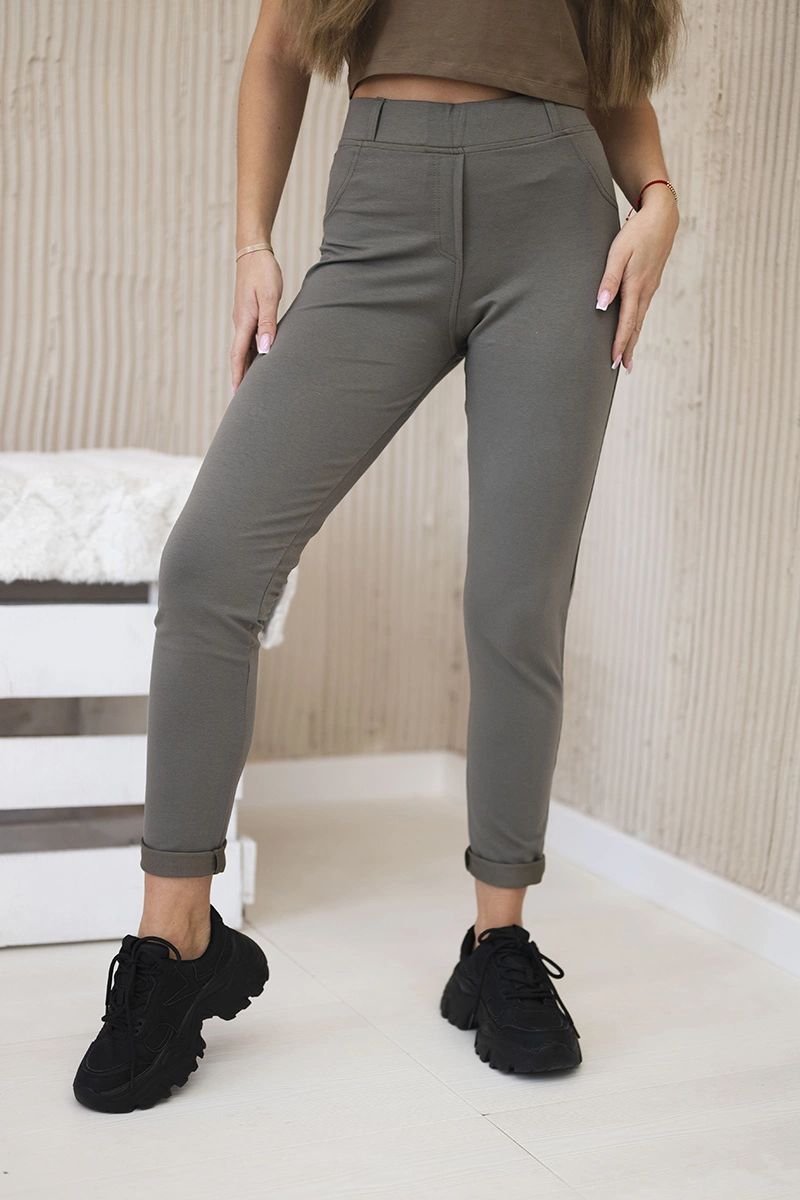 marka niezdefiniowana Bavlněné kalhoty s kapsami vzadu khaki