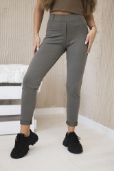 marka niezdefiniowana Bavlněné kalhoty s kapsami vzadu khaki