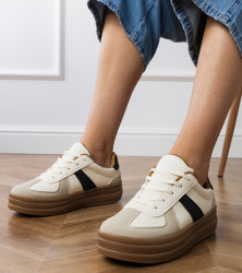 marka niezdefiniowana Beige women's platform sneakers Serila