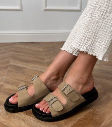 marka niezdefiniowana Green flip-flops with buckles on straps Klinet