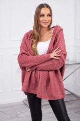 marka niezdefiniowana Svetr s kapucí a netopýřími rukávy tmavě růžový