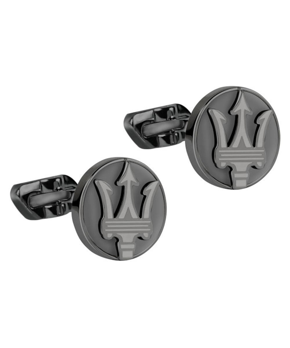 Maserati Stylové černé manžetové knoflíčky z oceli JM418ANK10