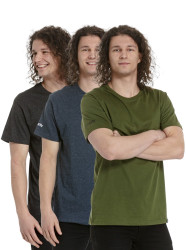 Meatfly balení pánských triček Basic Multipack Charcoal Heather / Olive / Navy Heather | Šedá | Velikost XS