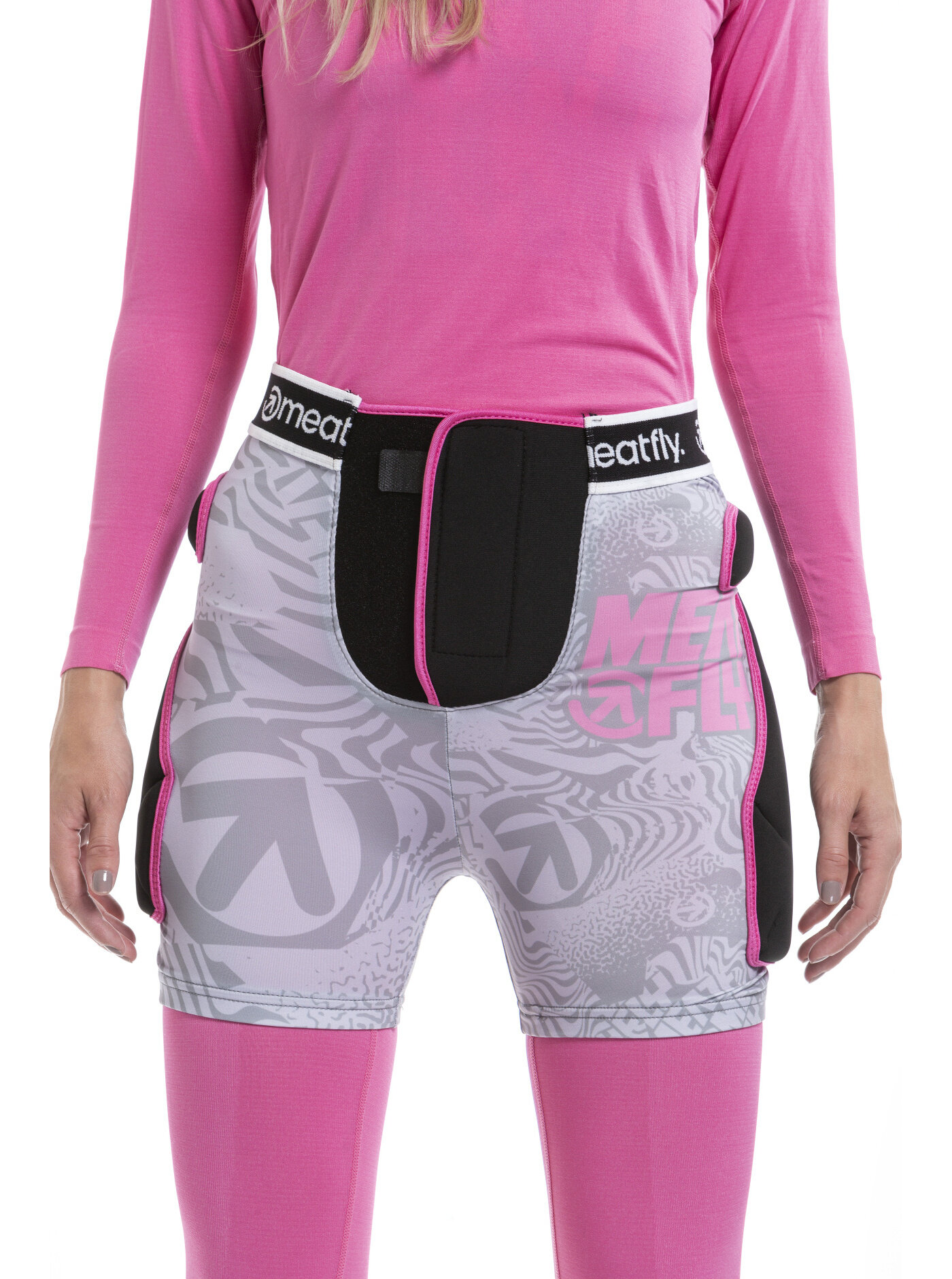 Meatfly chránič kostrče Meafly Norris Grey/Pink | Šedá | Velikost XL