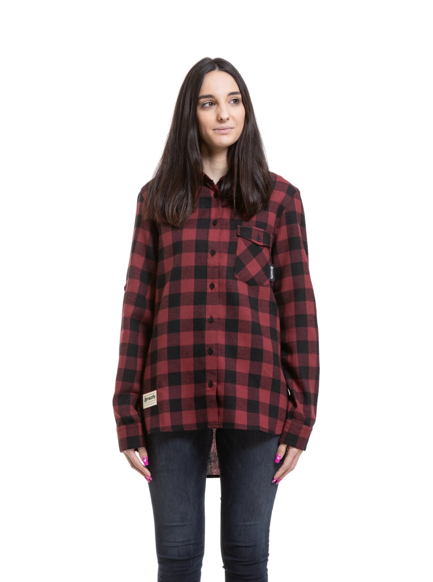 Meatfly dámská košile Courtney Black / Bordo | Černá | Velikost XS