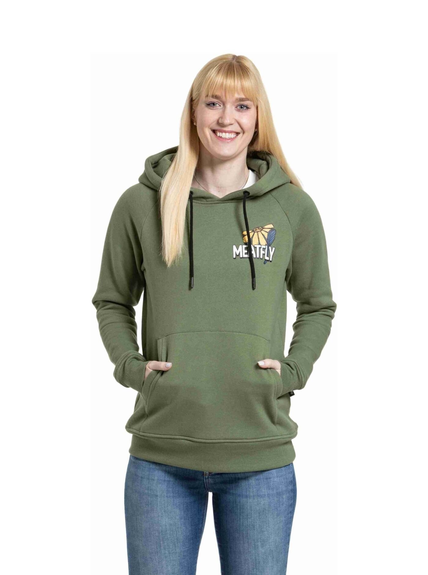 Meatfly dámská mikina Watani Olive Flowers | Zelená | Velikost XS