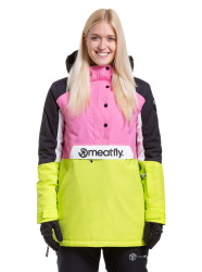Meatfly dámská SNB & SKI bunda Aiko Acid Lime/Hot Pink | Růžová | Velikost XXS