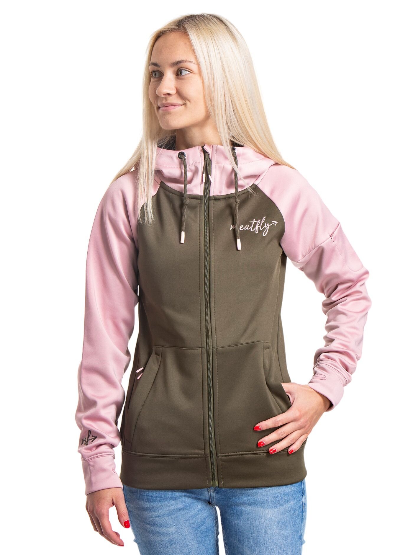 Meatfly dámská technická mikina Alisha Powder Pink/Olive | Růžová | Velikost XS