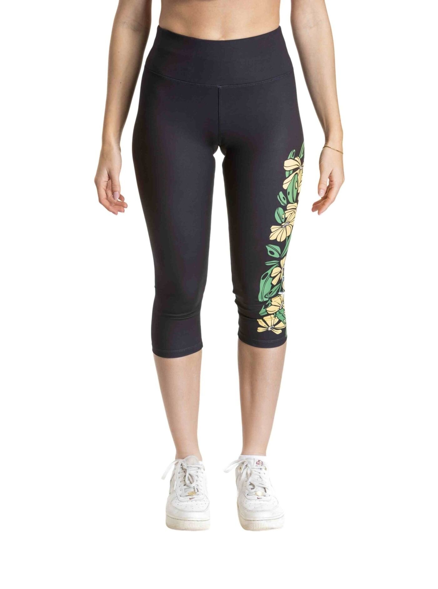 Meatfly dámské legíny Edna Yellow Flowers | Černá | Velikost XS