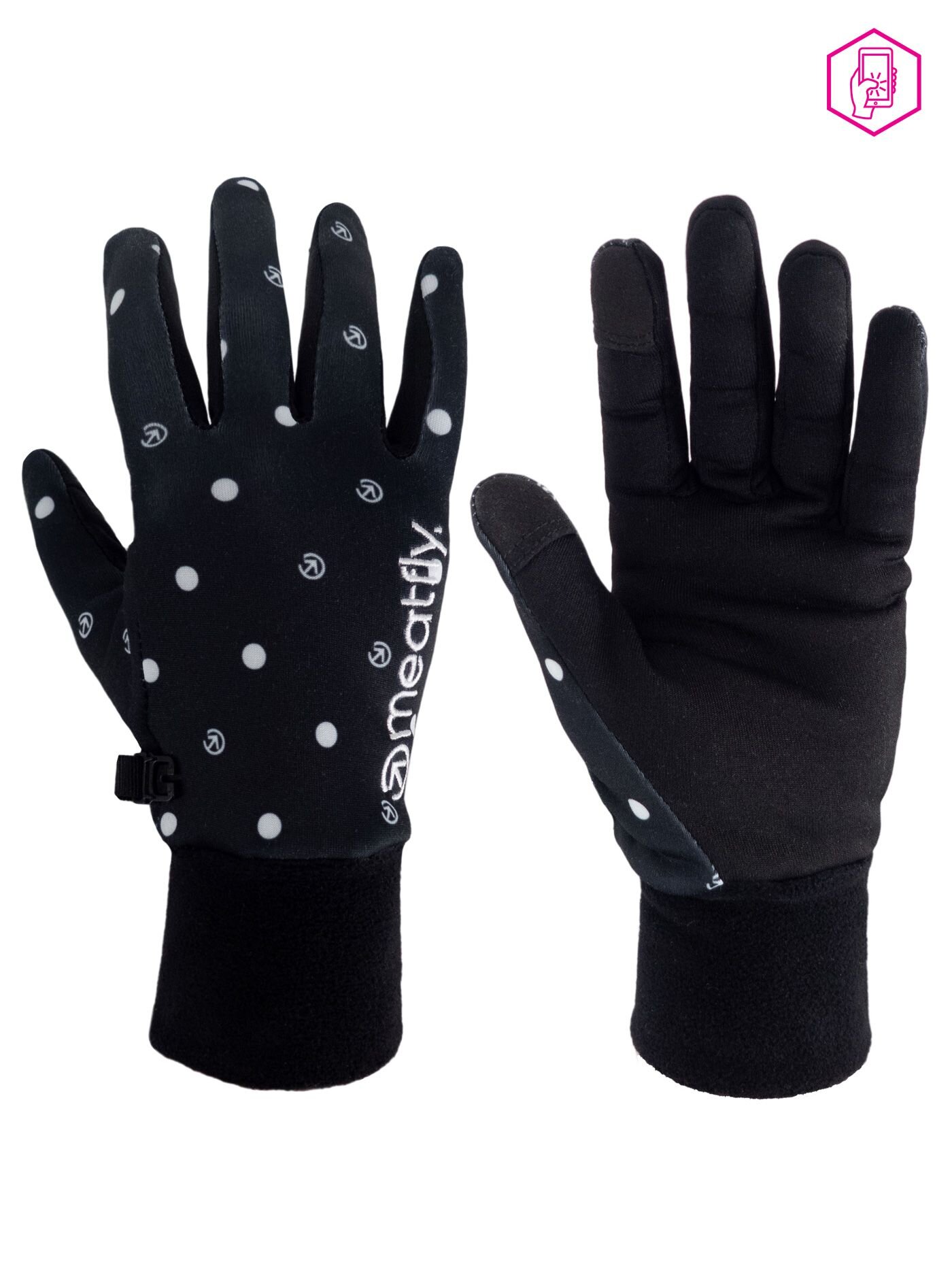 Meatfly dámské rukavice Powerstretch Black Dots | Černá | Velikost S