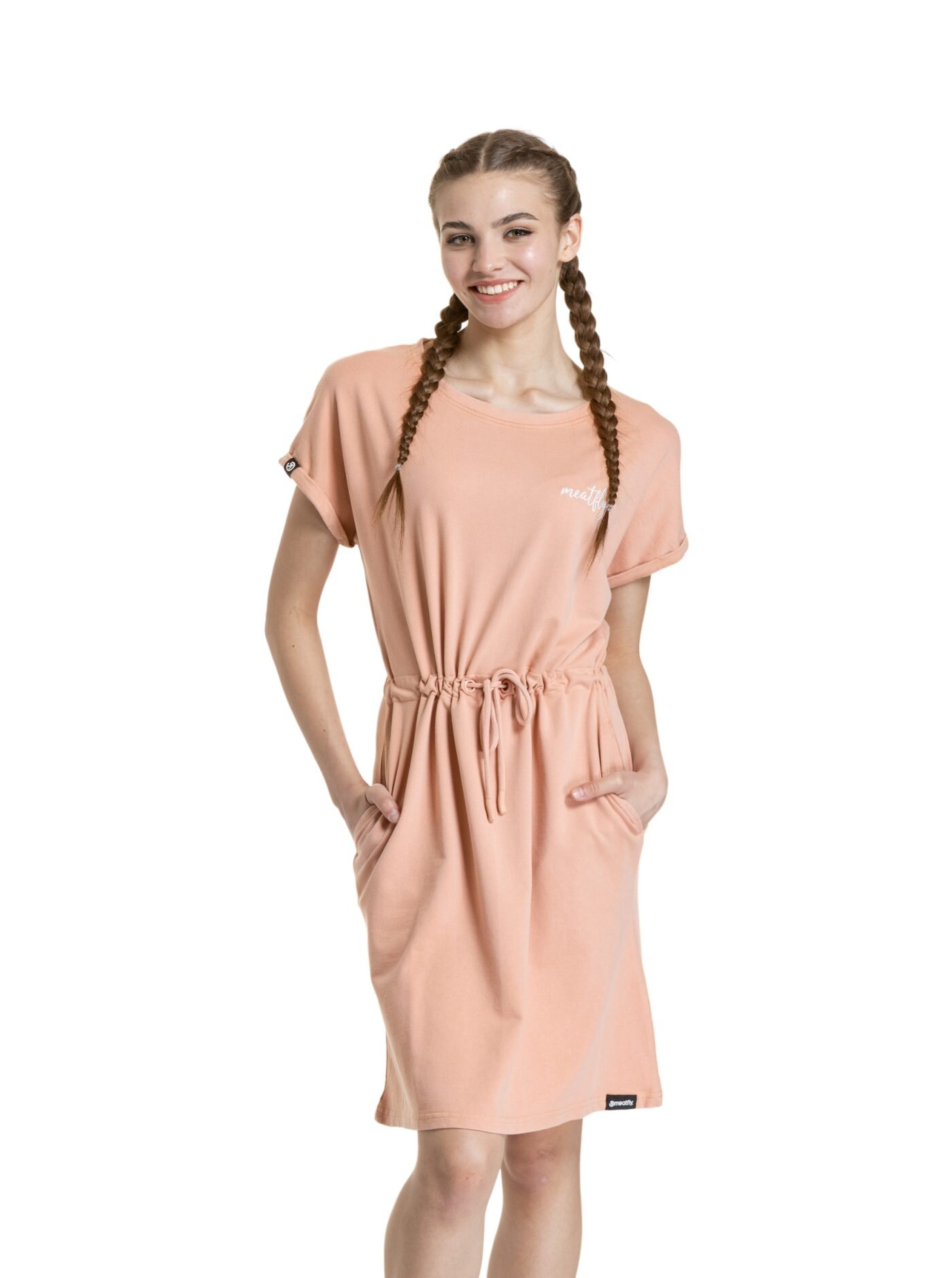 Meatfly dámské šaty Lottie Coral Sands | Písková | Velikost XS | 100% bavlna