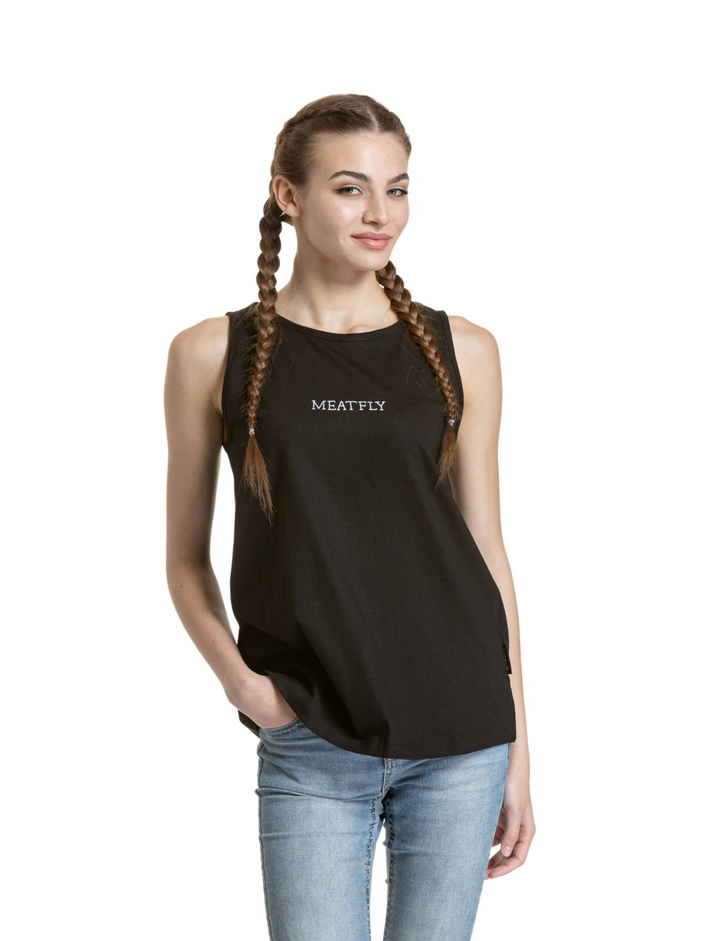 Meatfly dámské tílko Hailey Black / White | Černá | Velikost XS | 100% bavlna