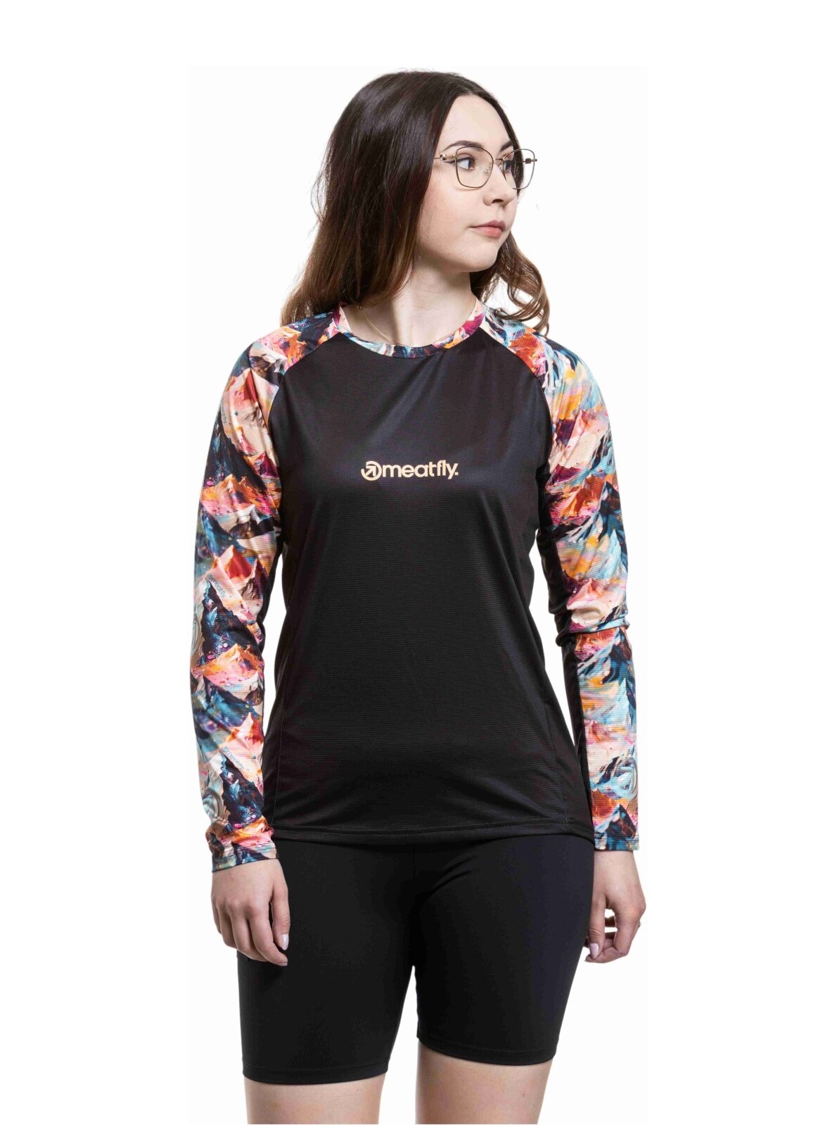 Meatfly dámský bike dres Leah Color Mountains / Black | Černá | Velikost XS