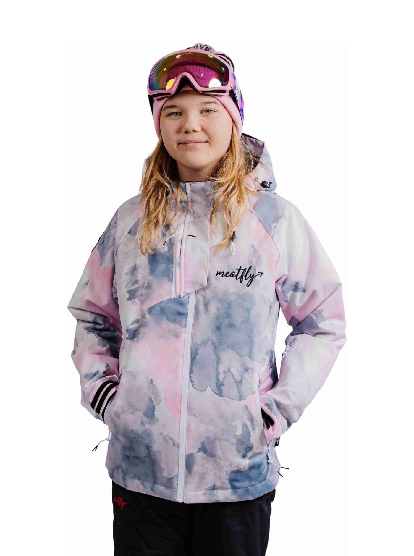 Meatfly dětská SNB & SKI bunda Deliah Clouds Pink | Růžová | Velikost 134 (8y)