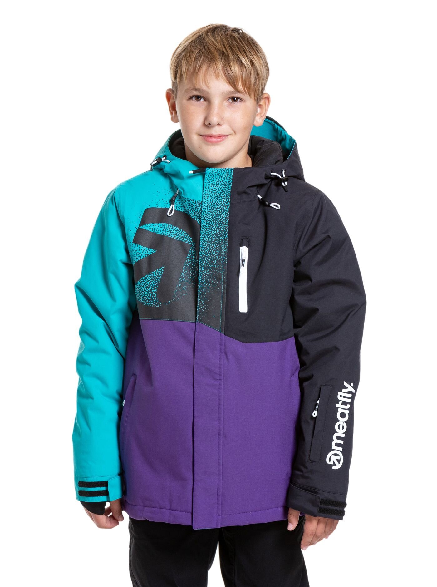 Meatfly dětská SNB & SKI bunda Bangito Turquoise/Petunia | Modrá | Velikost 146