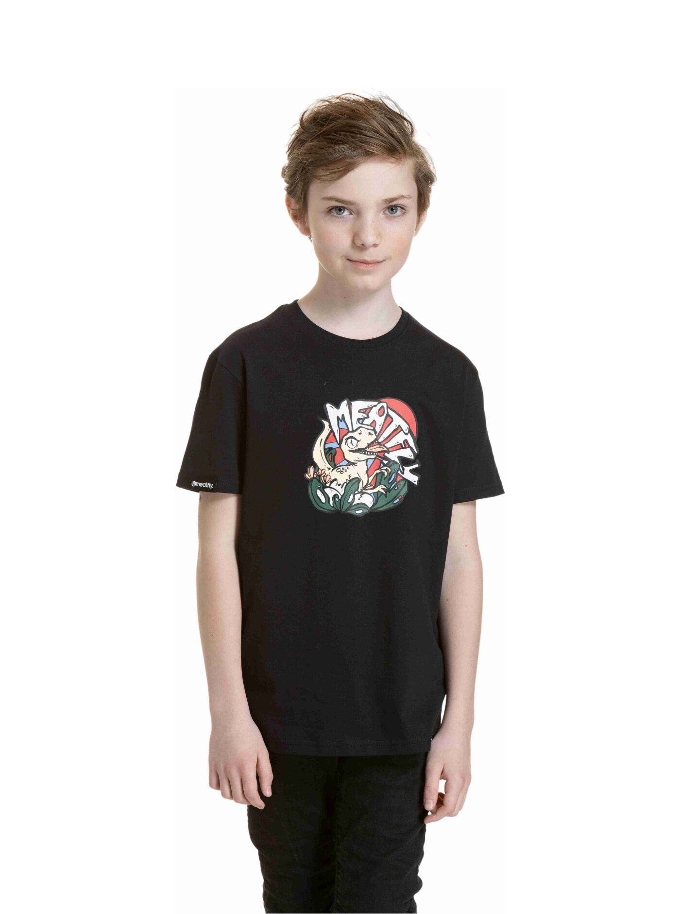 Meatfly dětské tričko Dino Black | Černá | Velikost 134 | 100% bavlna