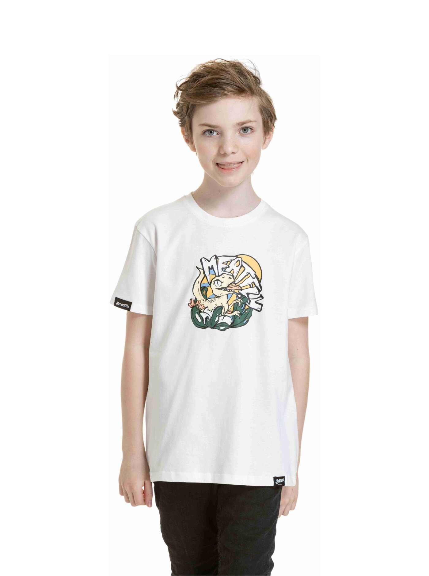 Meatfly dětské tričko Dino White | Bílá | Velikost 134 | 100% bavlna