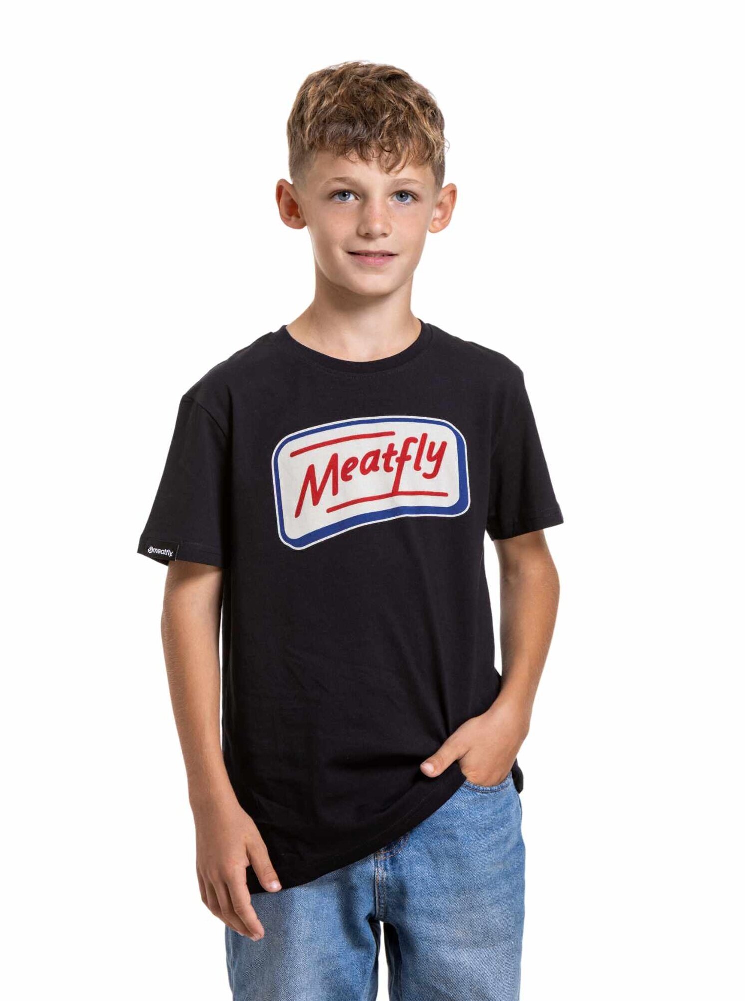 Meatfly dětské tričko Easy Logo Black | Černá | Velikost 134 | 100% bavlna