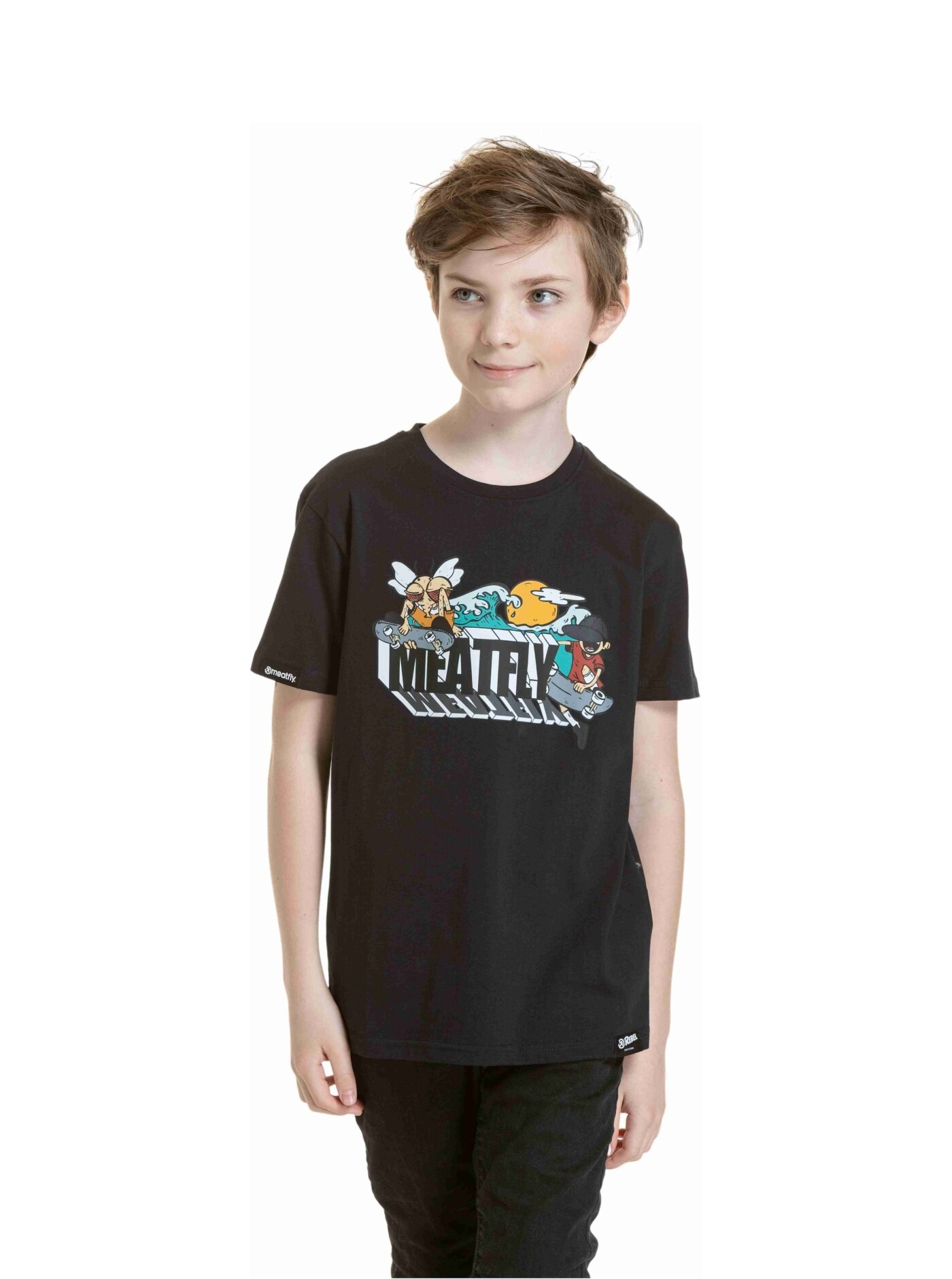 Meatfly dětské tričko Skejters Black | Černá | Velikost 134 | 100% bavlna