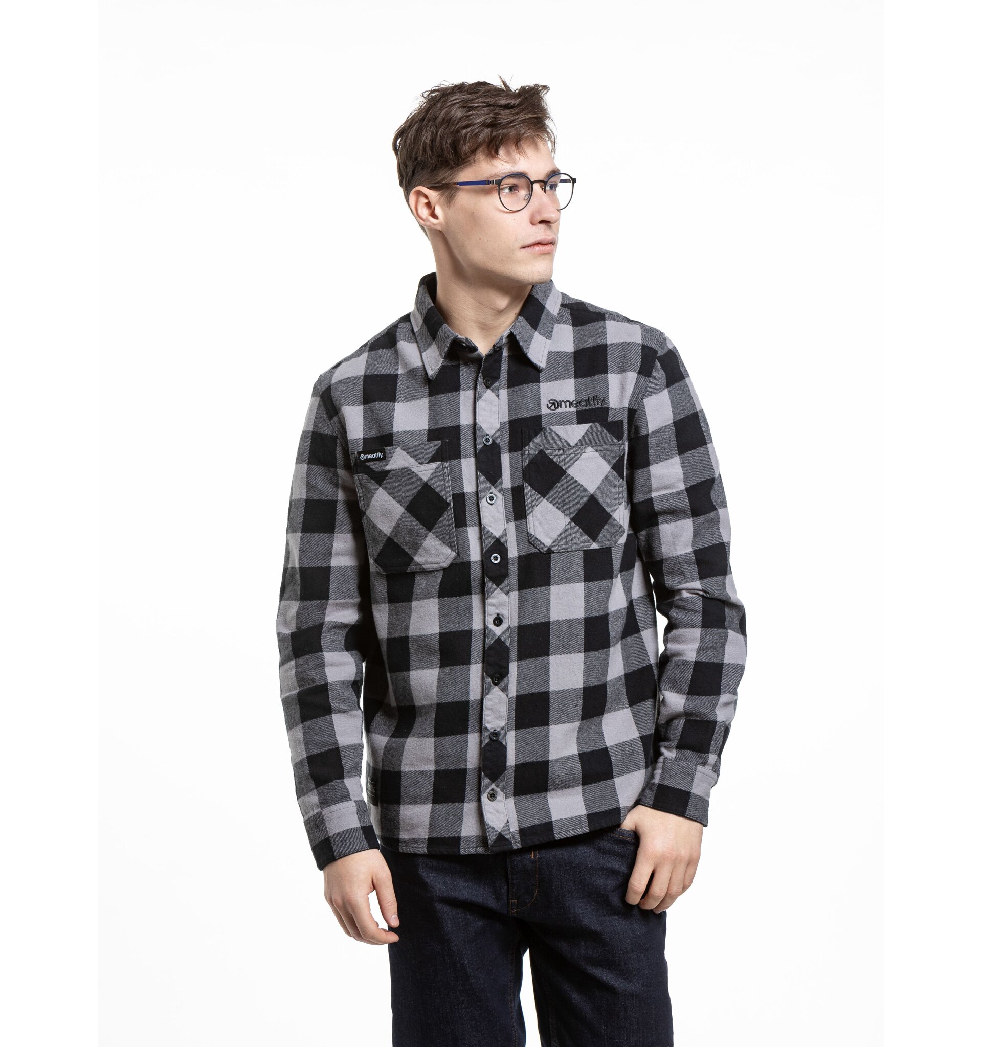 Meatfly pánská košile Hunt 2.0 Premium Black | Černá | Velikost S | 100% bavlna