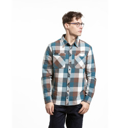 Meatfly pánská košile Hunt 2.0 Premium Blue/Brown | Modrá | Velikost S | 100% bavlna