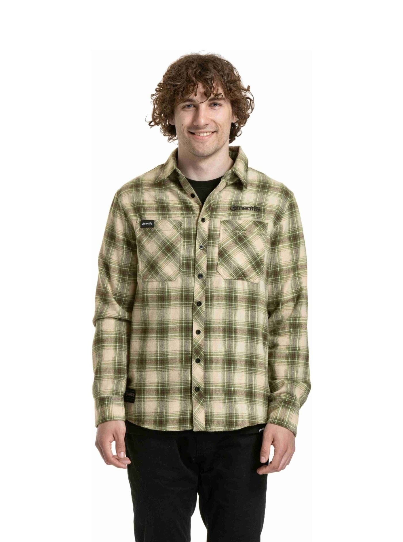 Meatfly pánská košile Kurt Green / Beige | Zelená | Velikost S