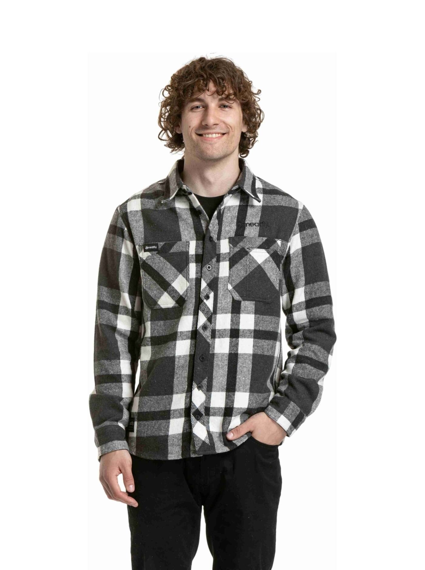 Meatfly pánská košile Woody Premium Black | Černá | Velikost S