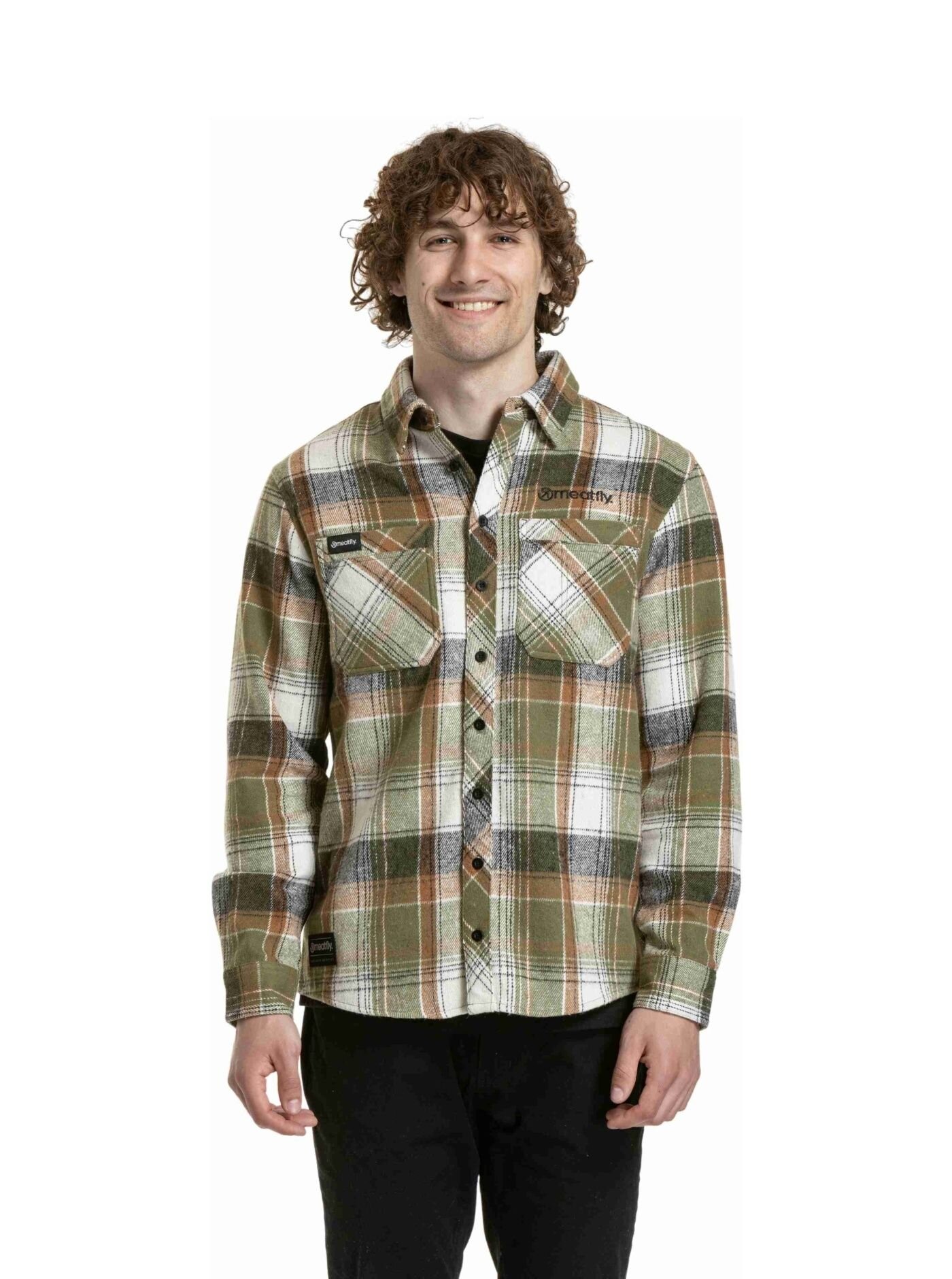 Meatfly pánská košile Woody Premium Green / Brown | Zelená | Velikost S