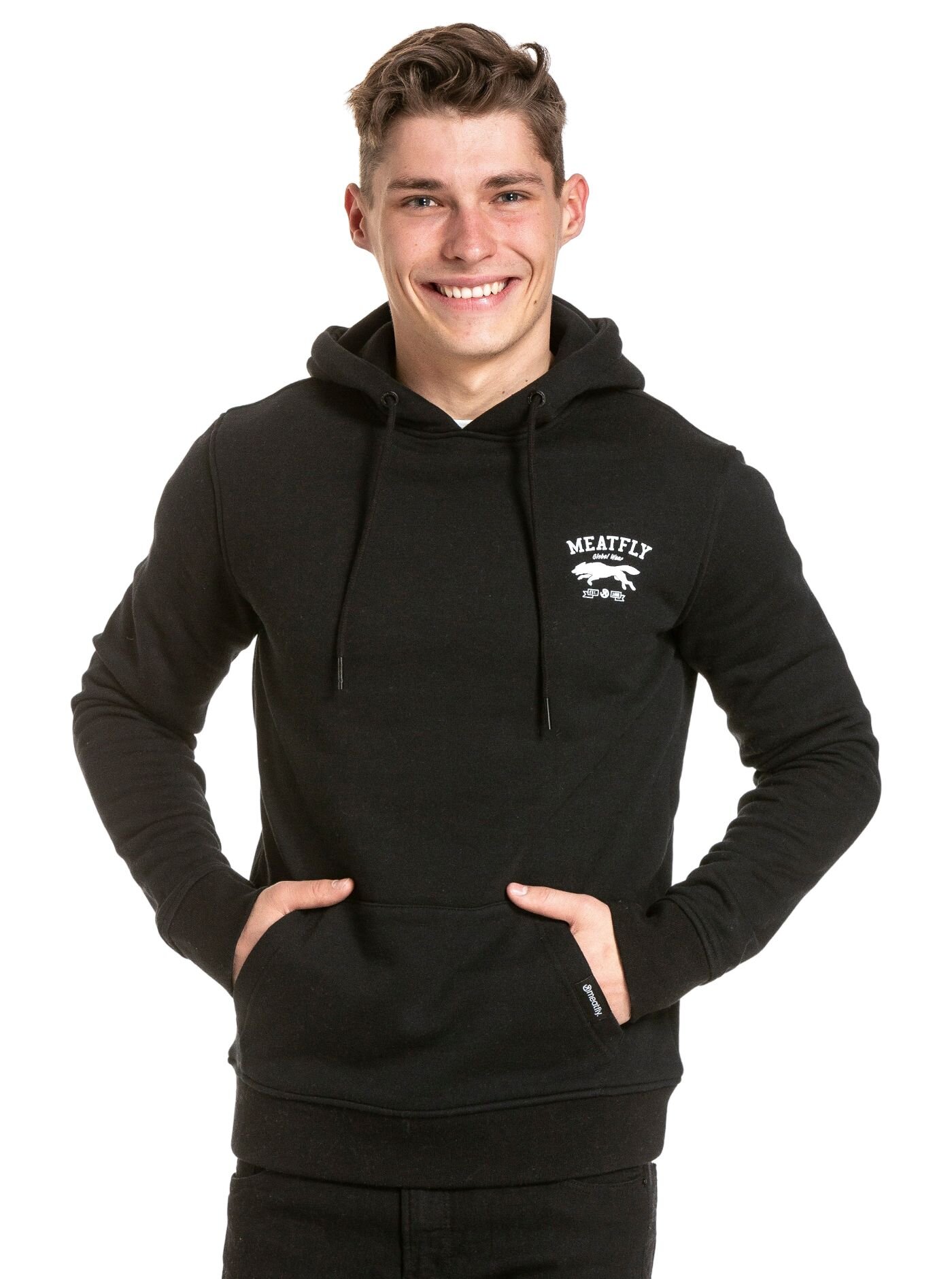 Meatfly pánská mikina Leader Of The Pack Hoodie Black | Černá | Velikost XS