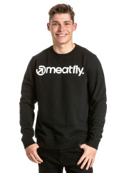Meatfly pánská mikina MF Logo Crewneck Black | Černá | Velikost XXL