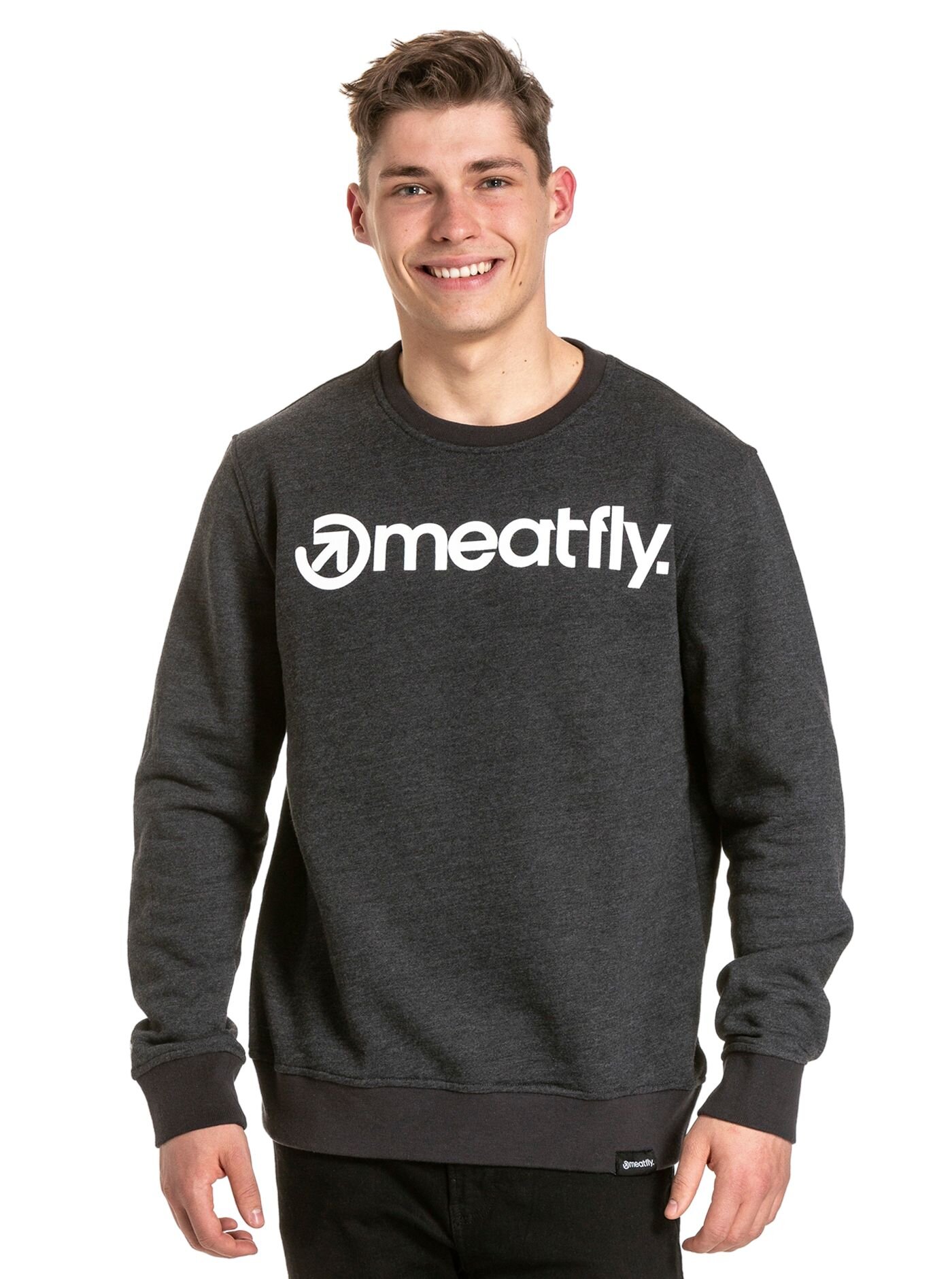 Meatfly pánská mikina MF Logo Crewneck Charcoal Heather | Šedá | Velikost XXL