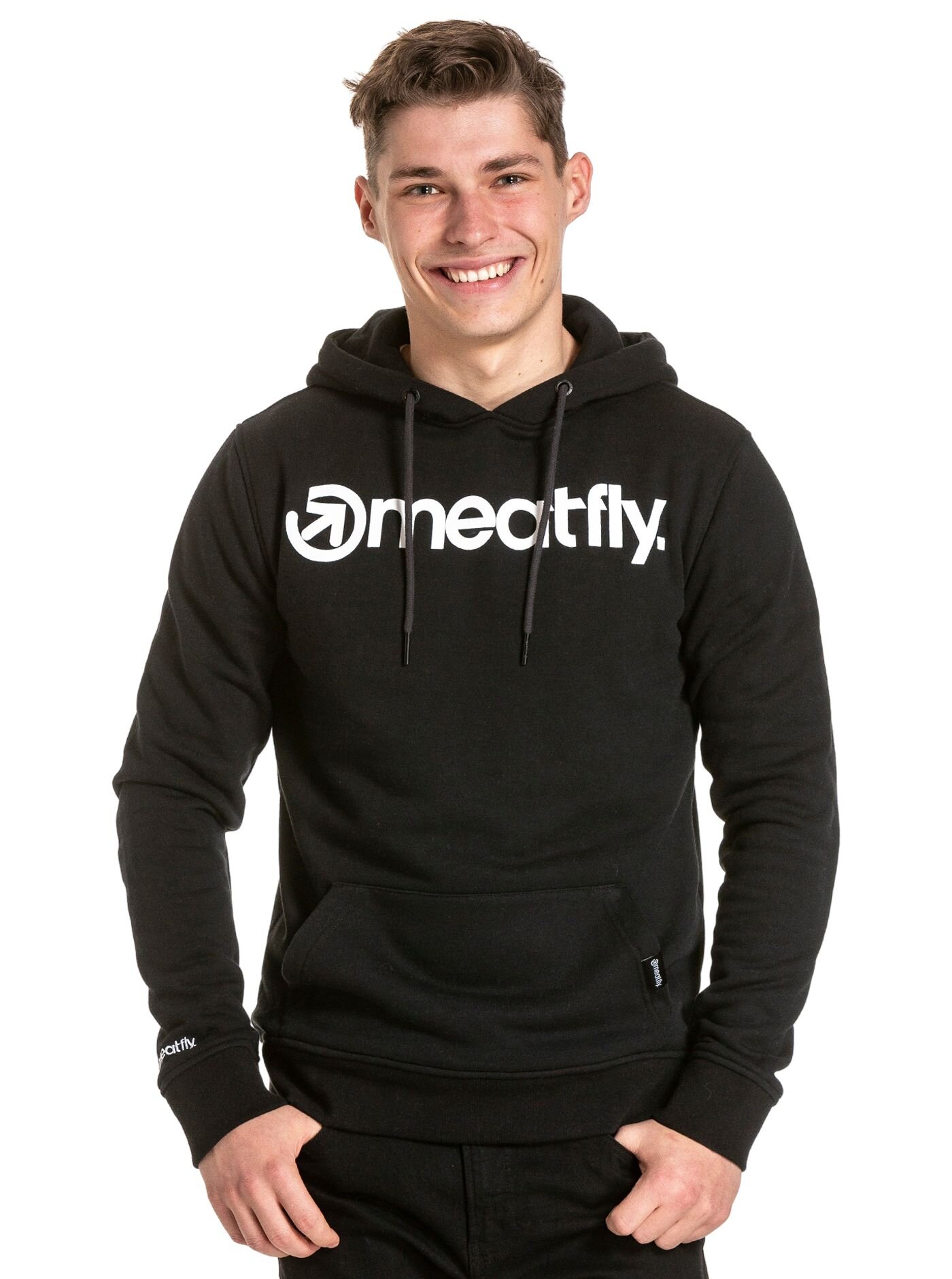 Meatfly pánská mikina MF Logo Hoodie Black | Černá | Velikost XS