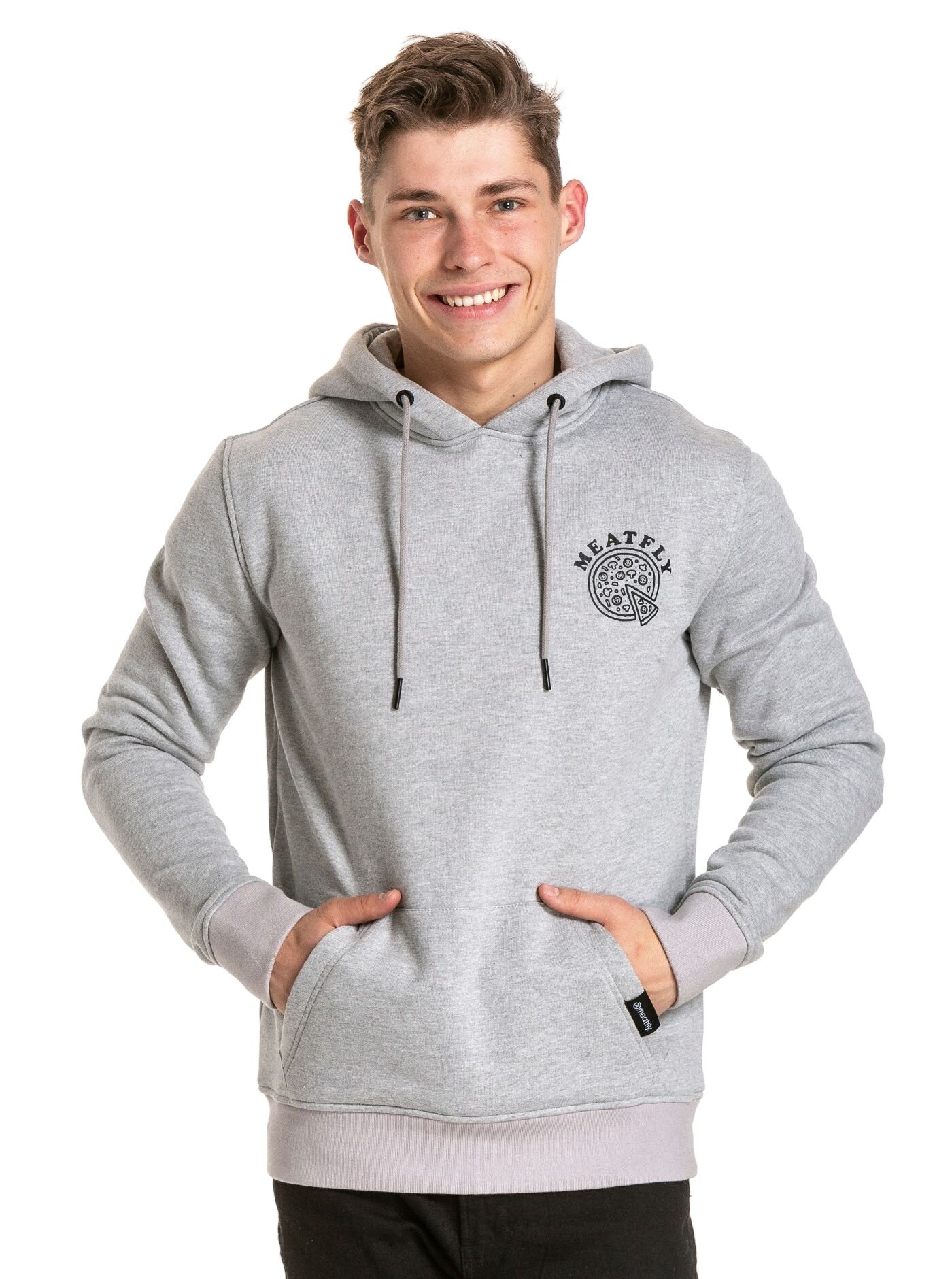 Meatfly pánská mikina Pizza Hoodie Grey Heather | Šedá | Velikost XS