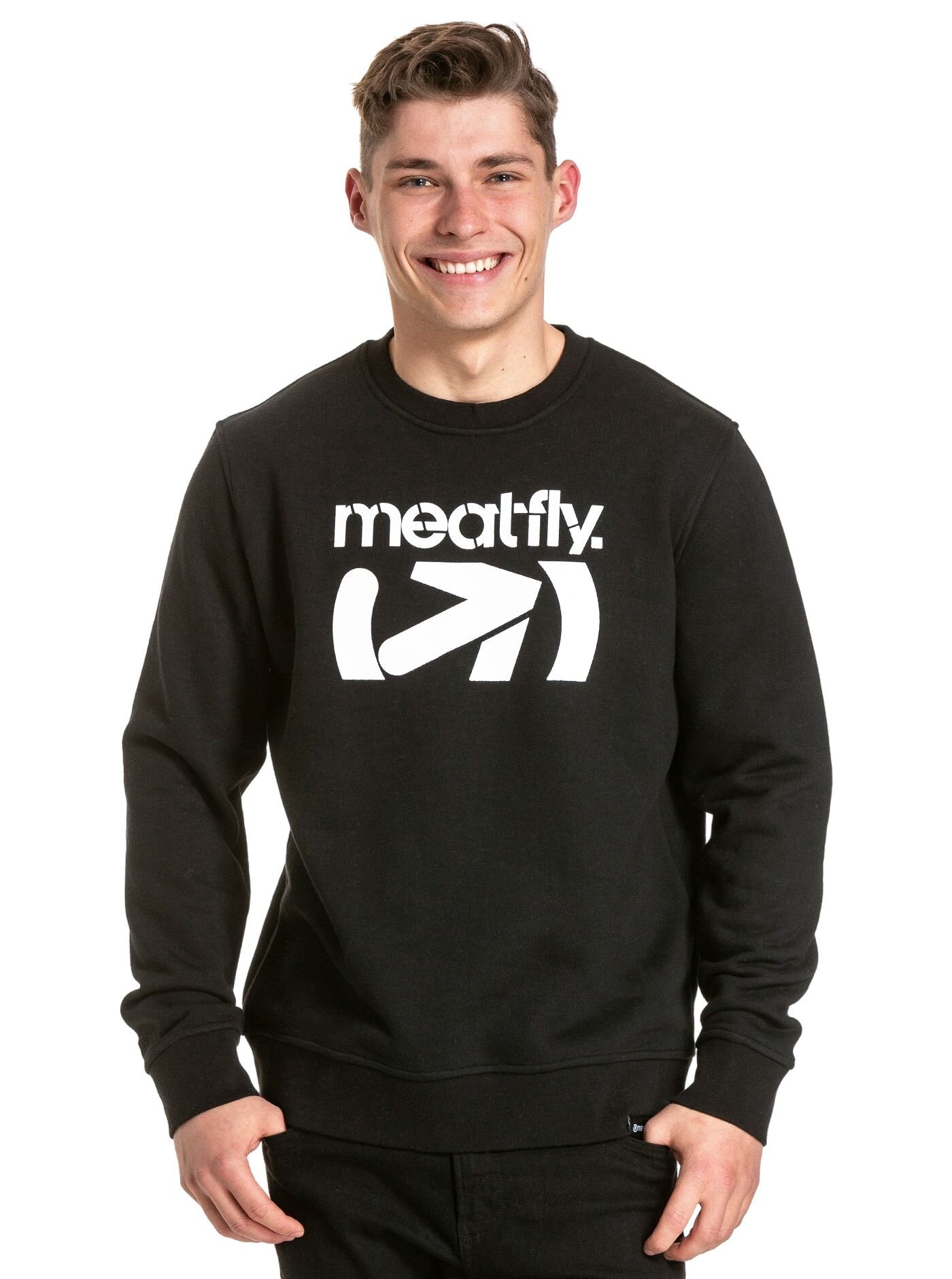 Meatfly pánská mikina Podium Crewneck Black | Černá | Velikost M