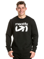 Meatfly pánská mikina Podium Crewneck Black | Černá | Velikost M