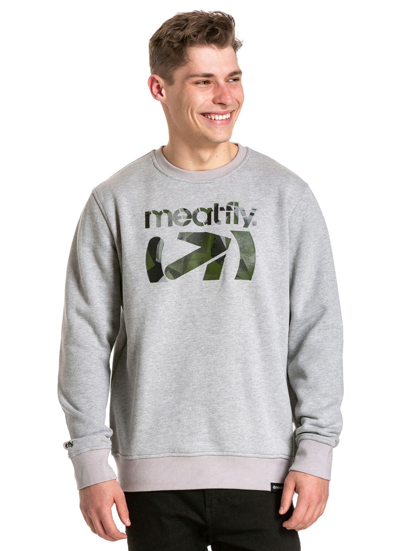 Meatfly pánská mikina Podium Crewneck Grey Heather | Šedá | Velikost S