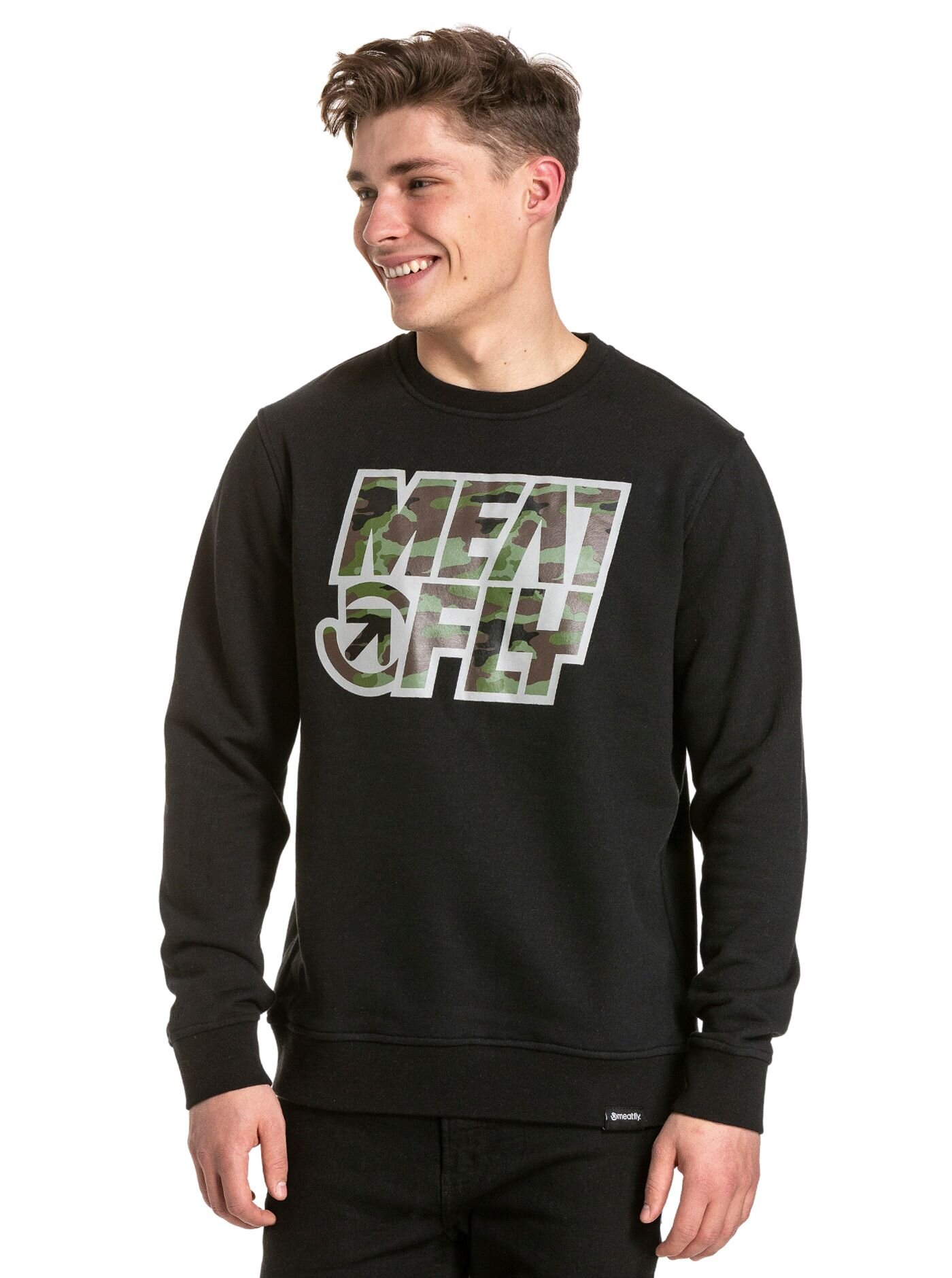 Meatfly pánská mikina Repash Crewneck Black | Černá | Velikost S