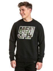 Meatfly pánská mikina Repash Crewneck Black | Černá | Velikost S