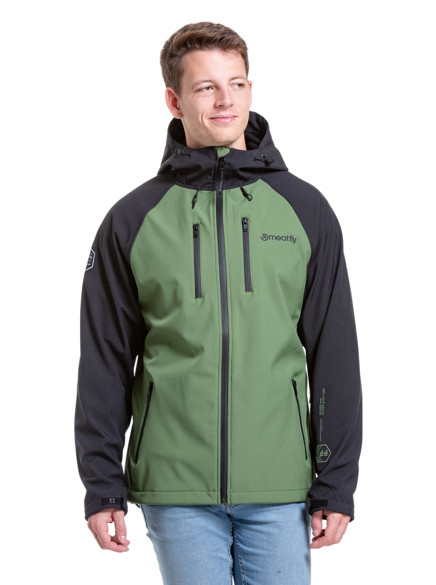 Meatfly pánská softshell bunda Rasmussen Forest Green/Black | Černá | Velikost XL