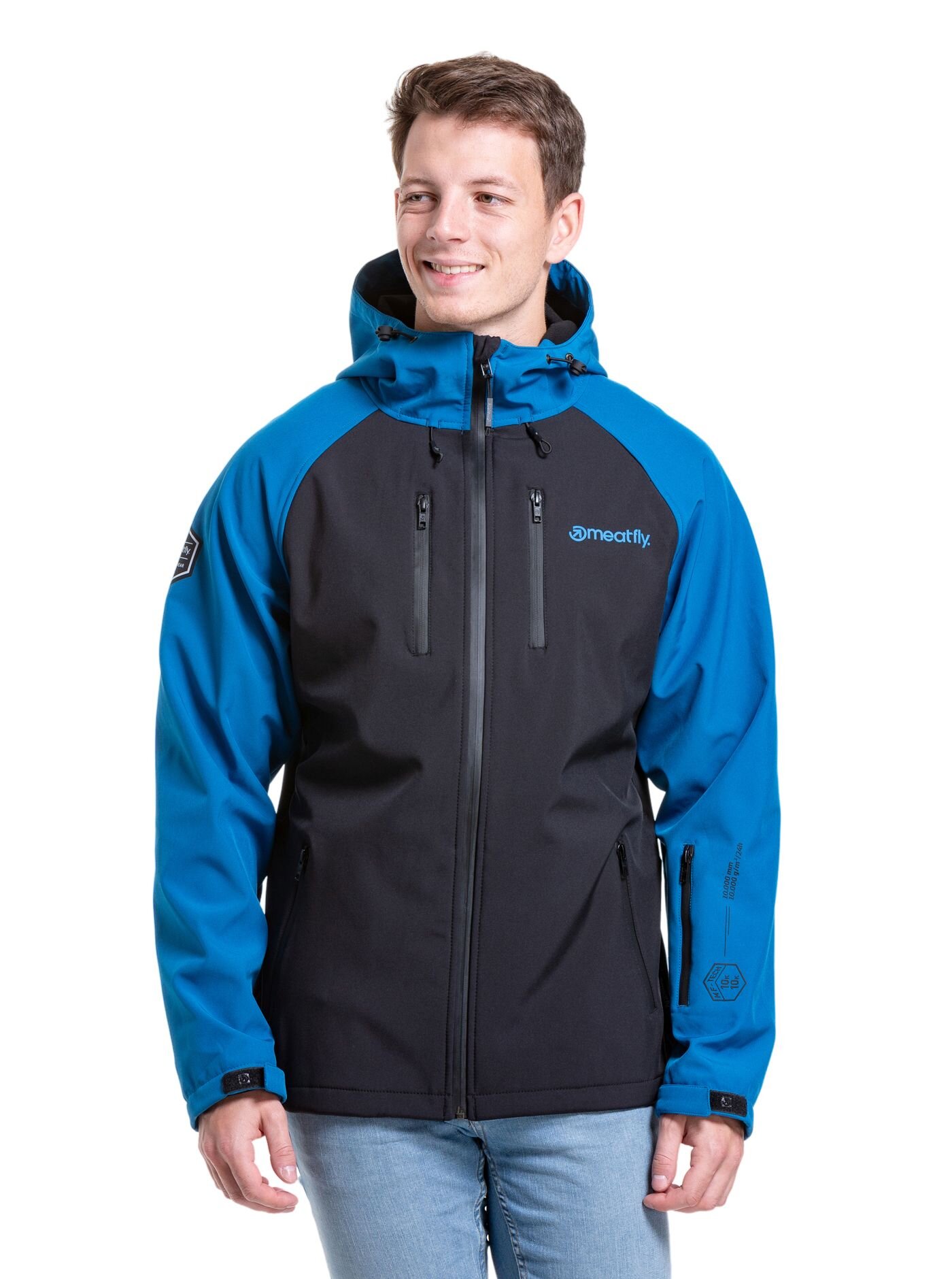 Meatfly pánská softshell bunda Rasmussen Ocean Blue/Black | Černá | Velikost S